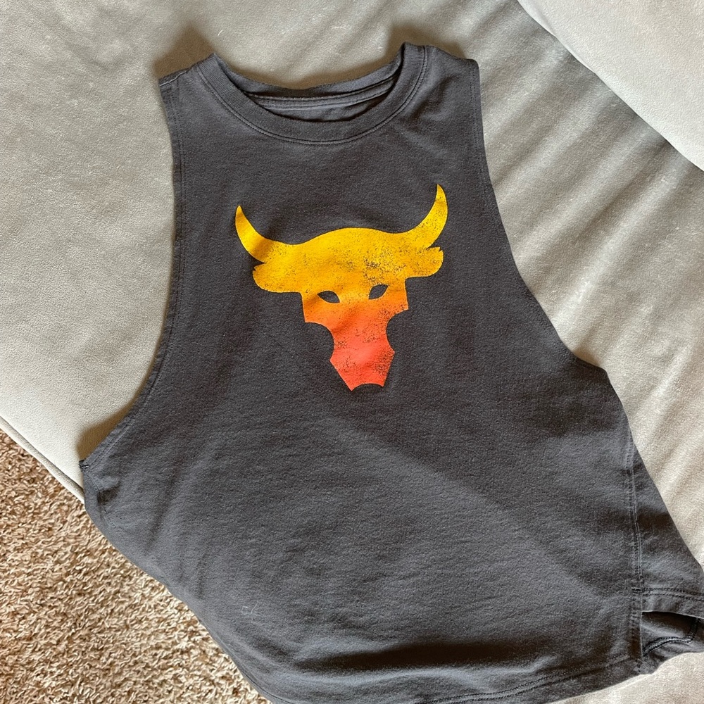Project Rock Under Armour Cutoff Muscle Tee Grey Women’s XS